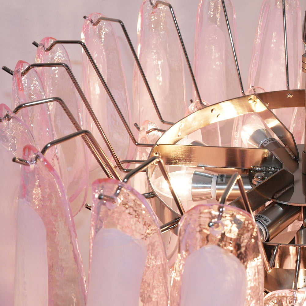 Pink Glass Petals Chandelier