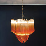Glass Pink Prism Chandelier