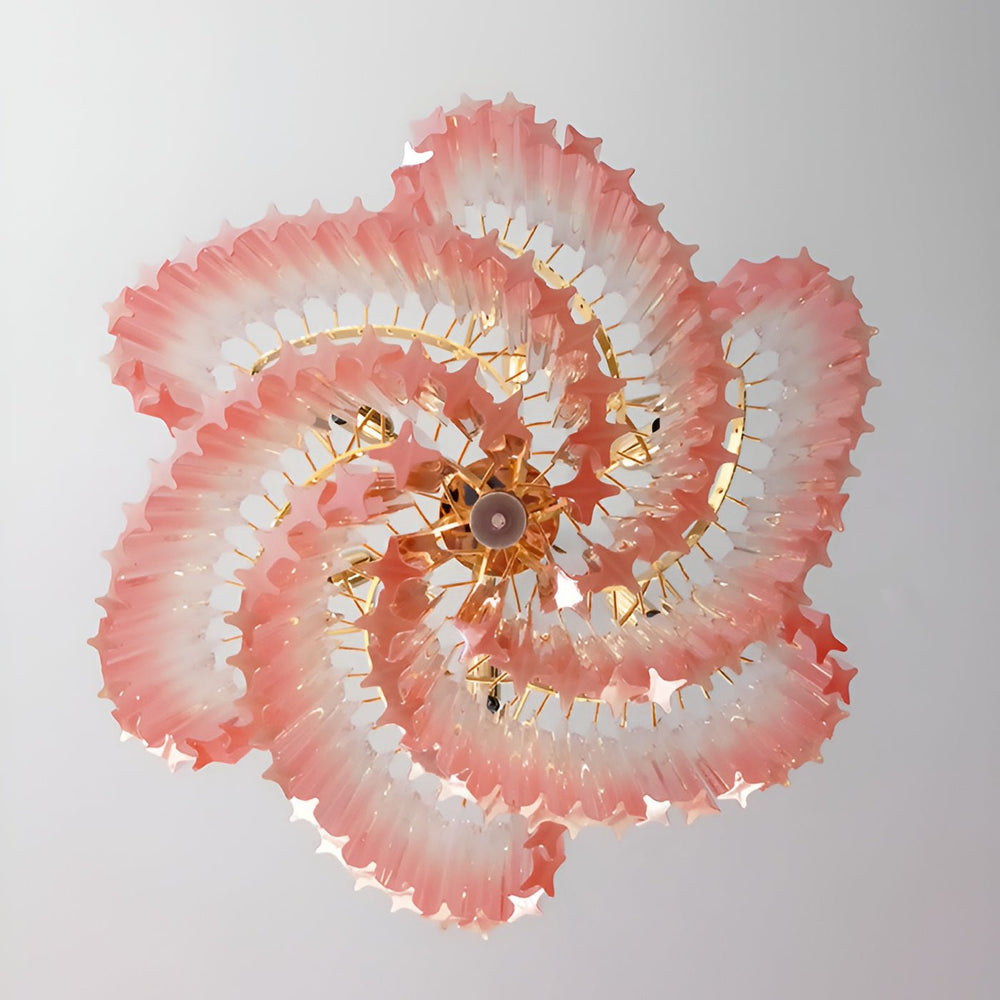Glass Pink Prism Chandelier