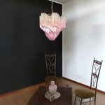 Glass Pink Prism Chandelier