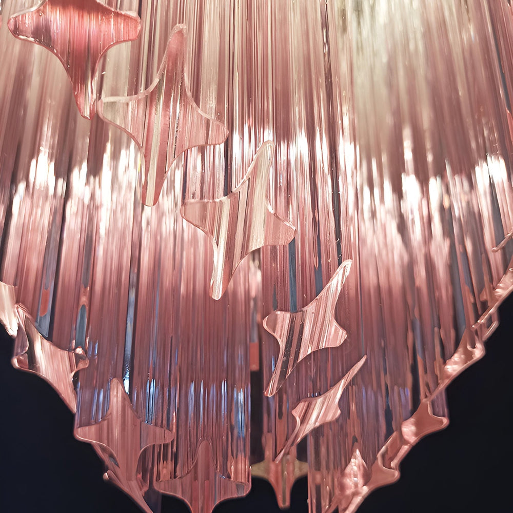 Glass Pink Prism Chandelier