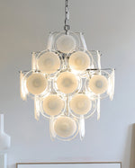 Disc White Glass Chandelier