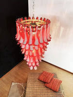 Glass Red Petals Spiral Chandelier
