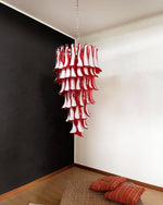 Glass Red Petals Spiral Chandelier