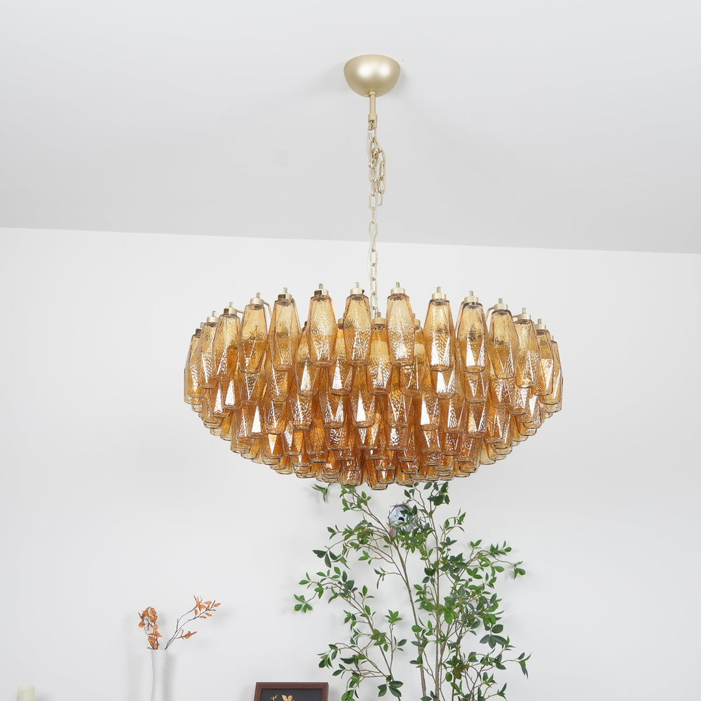 Rhombus Amber Glass Chandelier