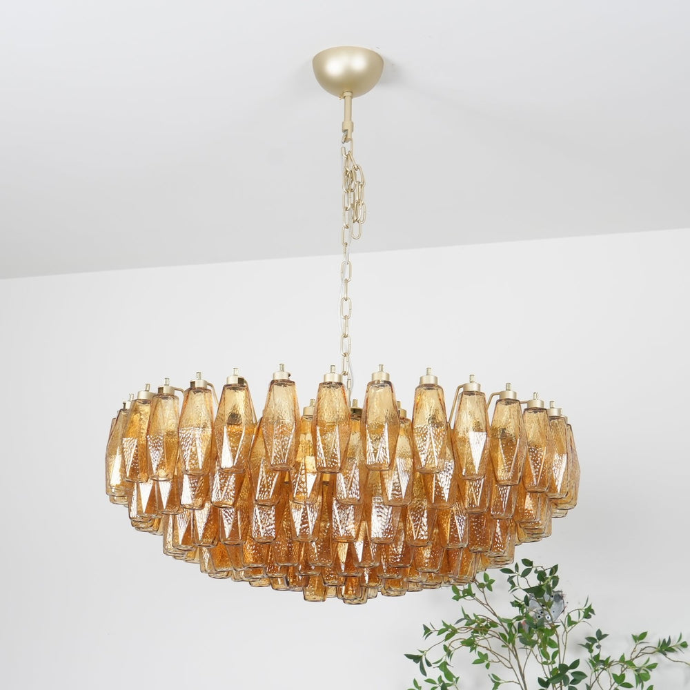 Rhombus Amber Glass Chandelier