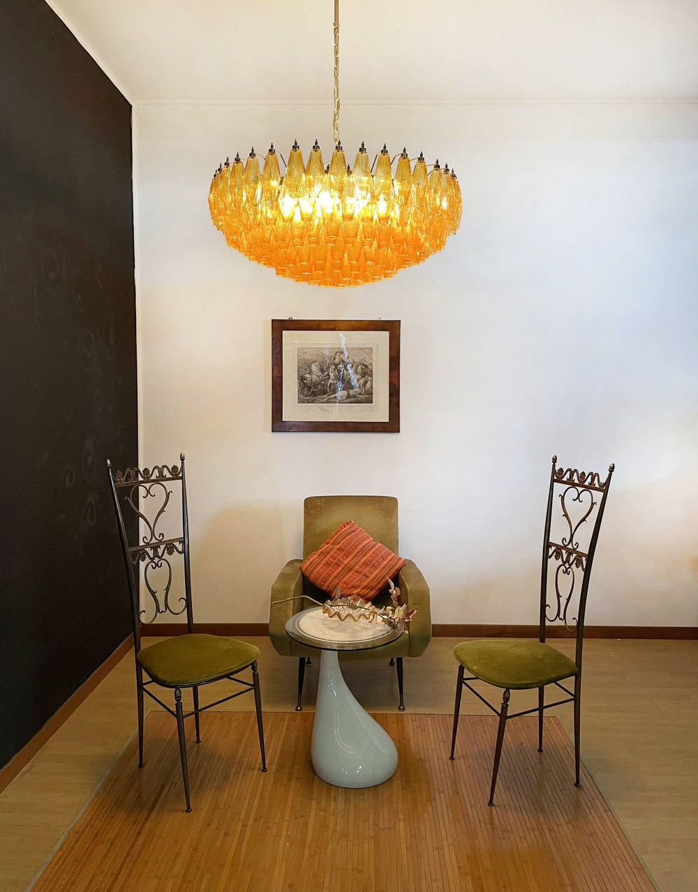 Rhombus Amber Glass Chandelier