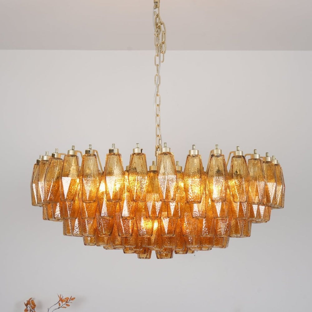 Rhombus Amber Glass Chandelier
