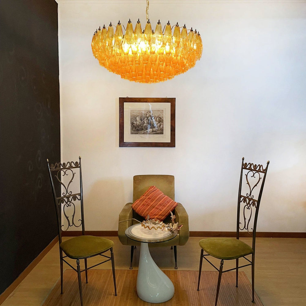 Rhombus Amber Glass Chandelier