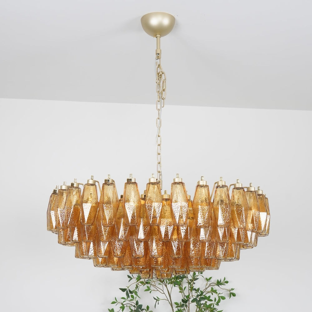 Rhombus Amber Glass Chandelier