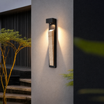 Natura Glow Stone Sconce – Wabi-Sabi Travertine LED Outdoor Sensor Wall Light