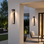 Natura Glow Stone Sconce – Wabi-Sabi Travertine LED Outdoor Sensor Wall Light