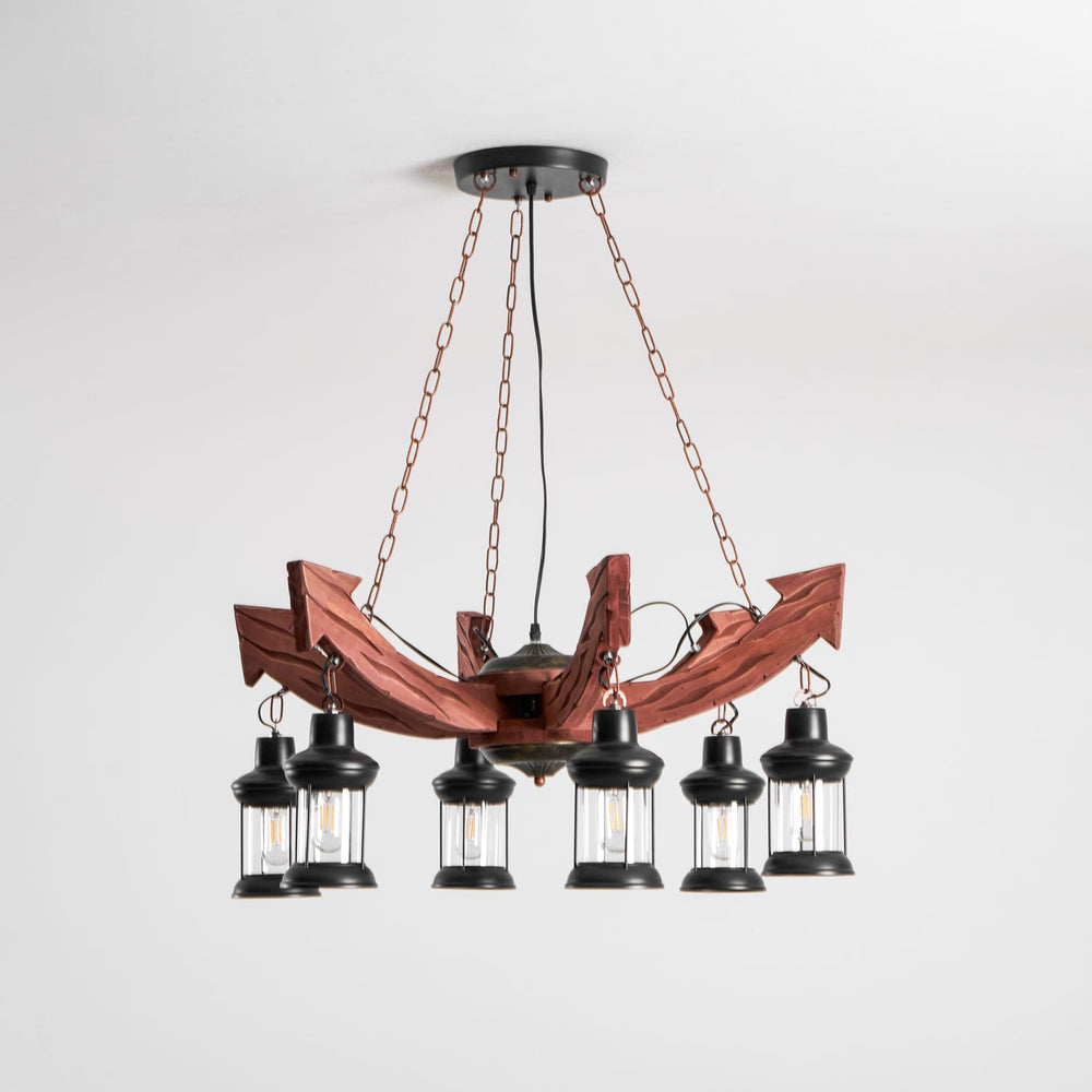 Nautical Industrial Wooden Chandelier – Reclaimed Beam Look