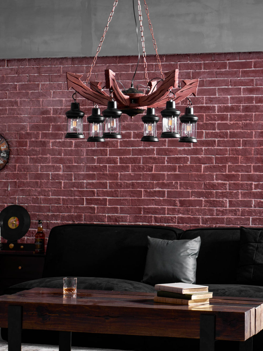 Nautical Industrial Wooden Chandelier – Reclaimed Beam Look