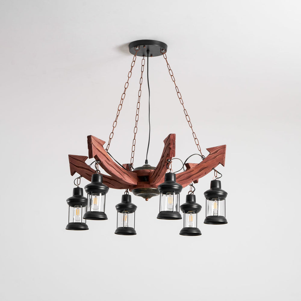 Nautical Industrial Wooden Chandelier – Reclaimed Beam Look