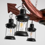 Nautical Industrial Wooden Chandelier – Reclaimed Beam Look
