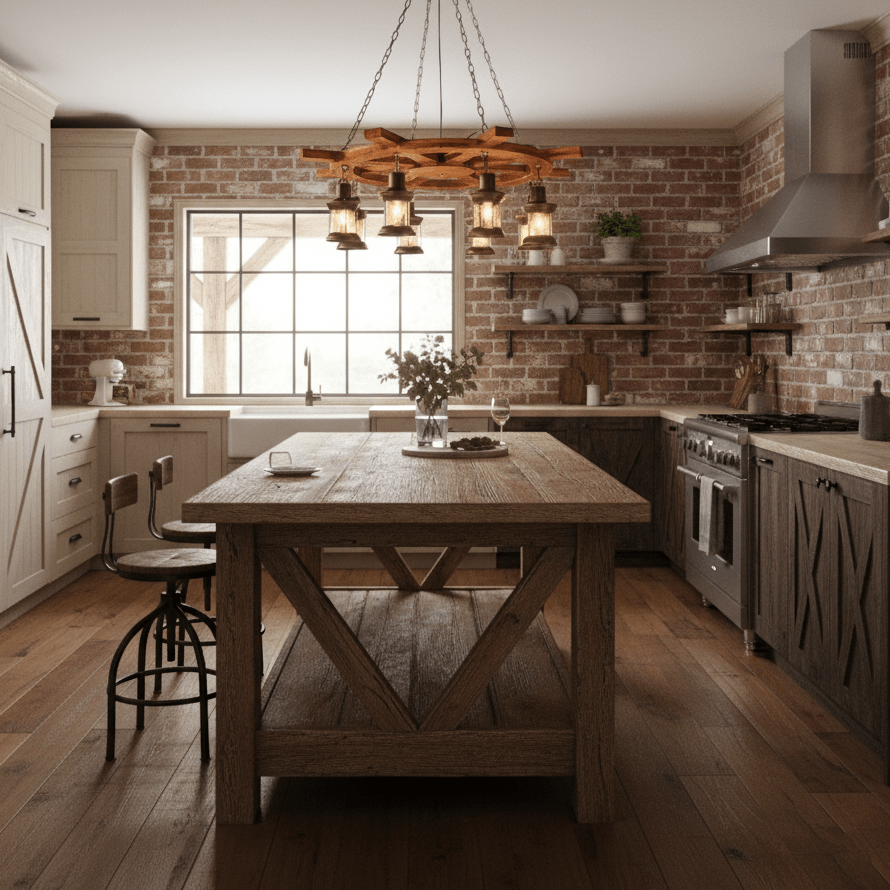 Nautical Industrial Wooden Chandelier – Reclaimed Beam Look