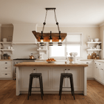 Nautical Industrial Wooden Chandelier – Reclaimed Beam Look