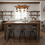 Nautical Industrial Wooden Chandelier – Reclaimed Beam Look