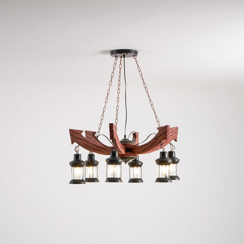 Nautical Industrial Wooden Chandelier – Reclaimed Beam Look