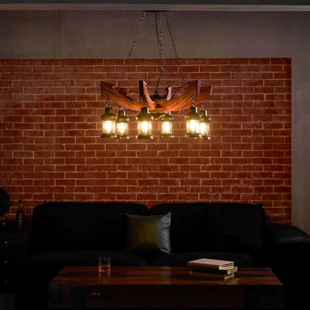 Nautical Industrial Wooden Chandelier – Reclaimed Beam Look
