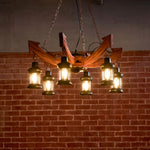 Nautical Industrial Wooden Chandelier – Reclaimed Beam Look