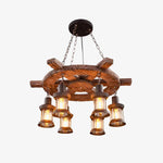 Nautical Industrial Wooden Chandelier – Reclaimed Beam Look