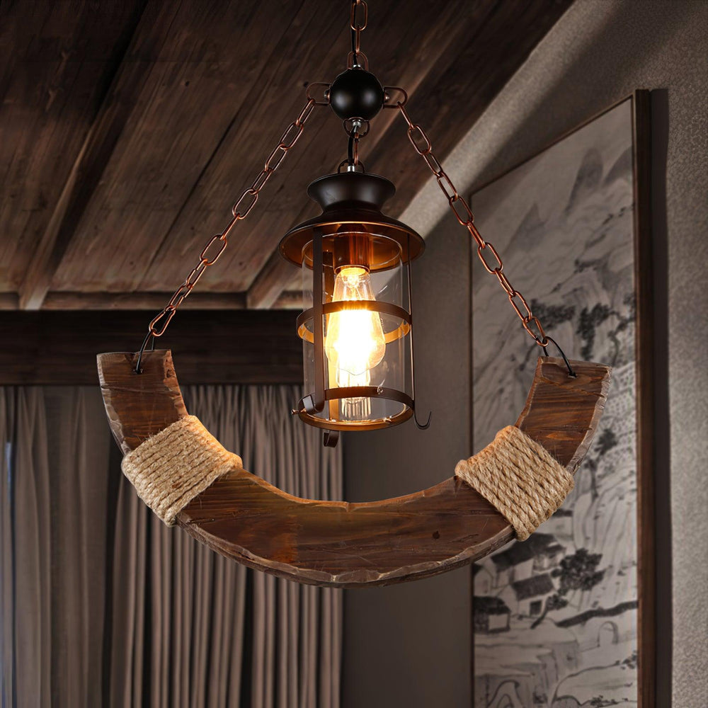 Nautical Industrial Wooden Chandelier – Reclaimed Beam Look
