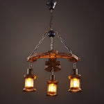 Nautical Industrial Wooden Chandelier – Reclaimed Beam Look
