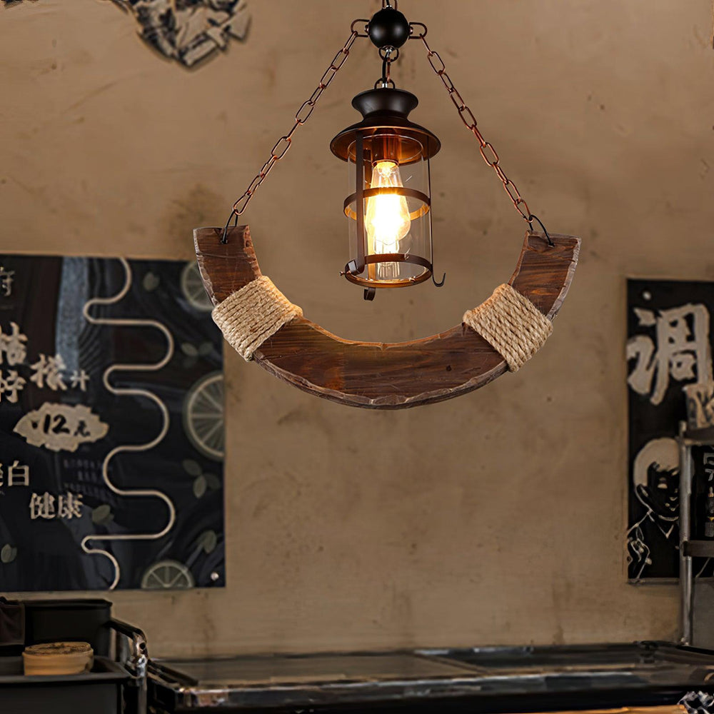 Nautical Industrial Wooden Chandelier – Reclaimed Beam Look