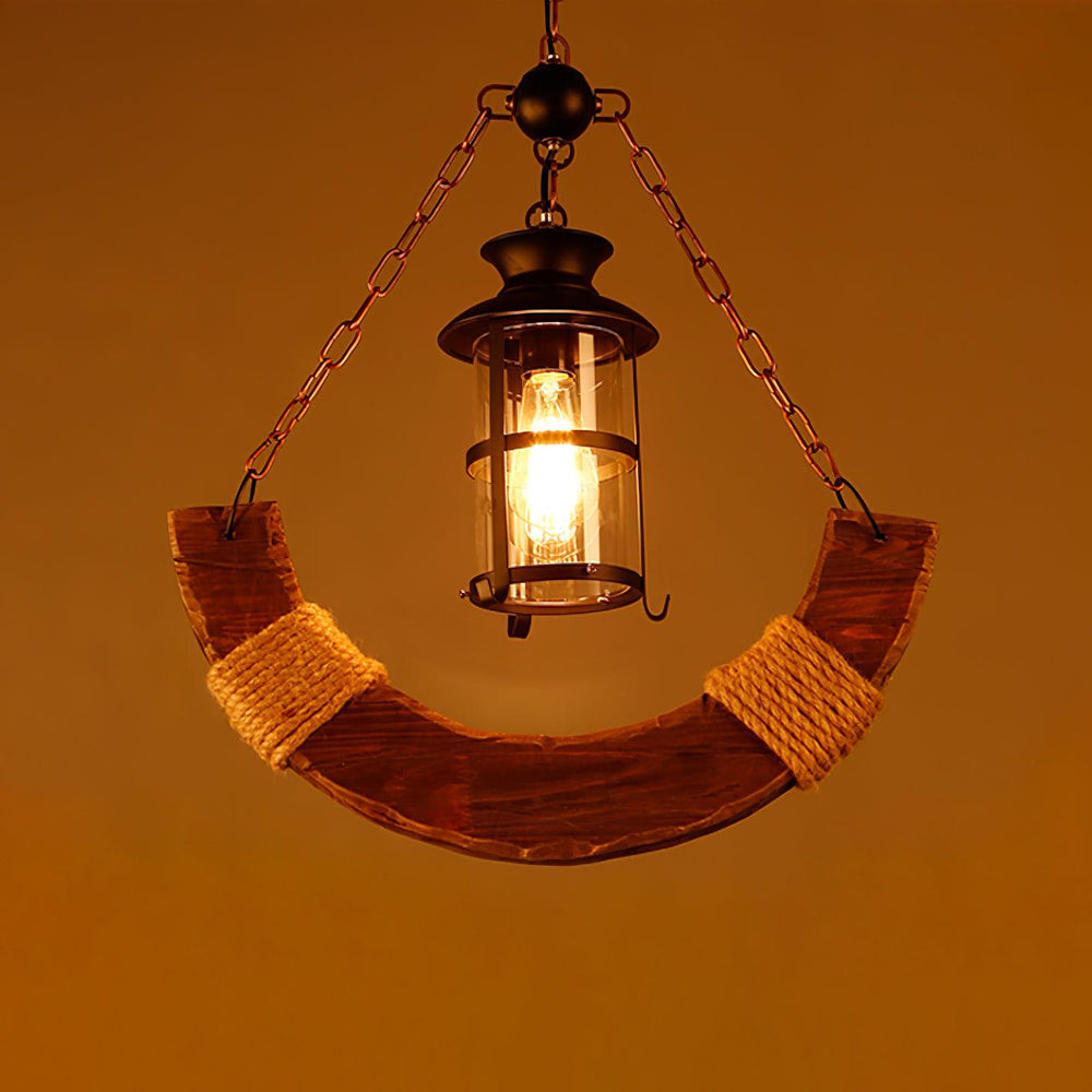 Nautical Industrial Wooden Chandelier – Reclaimed Beam Look