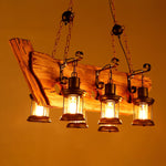 Nautical Industrial Wooden Chandelier – Reclaimed Beam Look