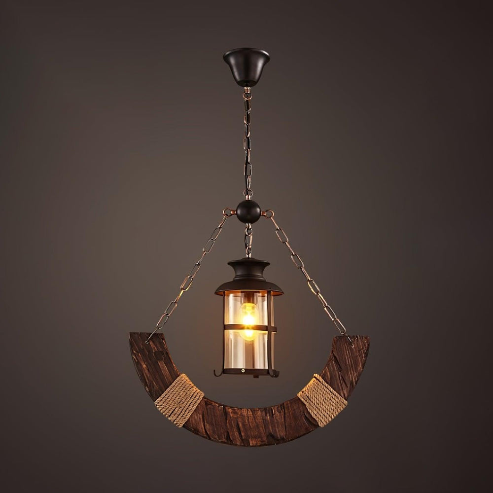 Nautical Industrial Wooden Chandelier – Reclaimed Beam Look