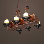 Nautical Industrial Wooden Chandelier – Reclaimed Beam Look