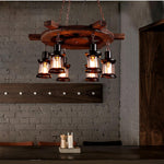 Nautical Industrial Wooden Chandelier – Reclaimed Beam Look