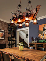 Nautical Industrial Wooden Chandelier – Reclaimed Beam Look