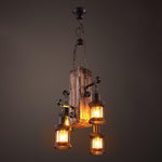 Nautical Industrial Wooden Chandelier – Reclaimed Beam Look