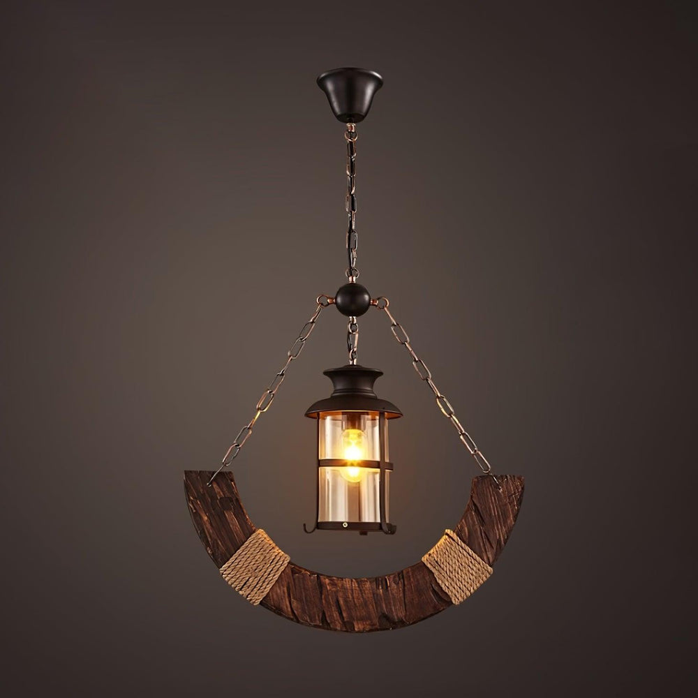 Nautical Industrial Wooden Chandelier – Reclaimed Beam Look