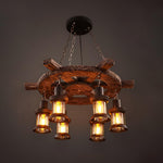 Nautical Industrial Wooden Chandelier – Reclaimed Beam Look