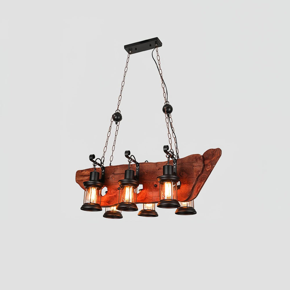 Nautical Industrial Wooden Chandelier – Reclaimed Beam Look