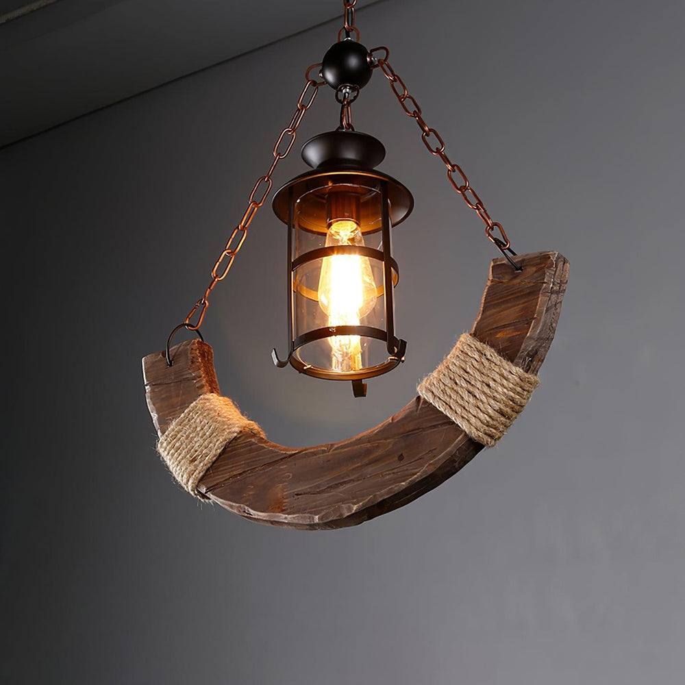 Nautical Industrial Wooden Chandelier – Reclaimed Beam Look