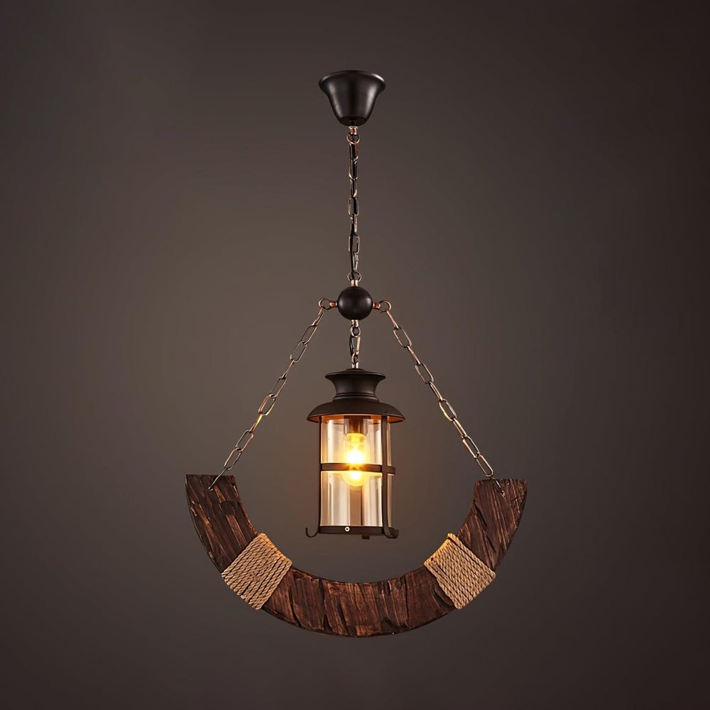 Nautical Industrial Wooden Chandelier – Reclaimed Beam Look