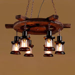 Nautical Industrial Wooden Chandelier – Reclaimed Beam Look