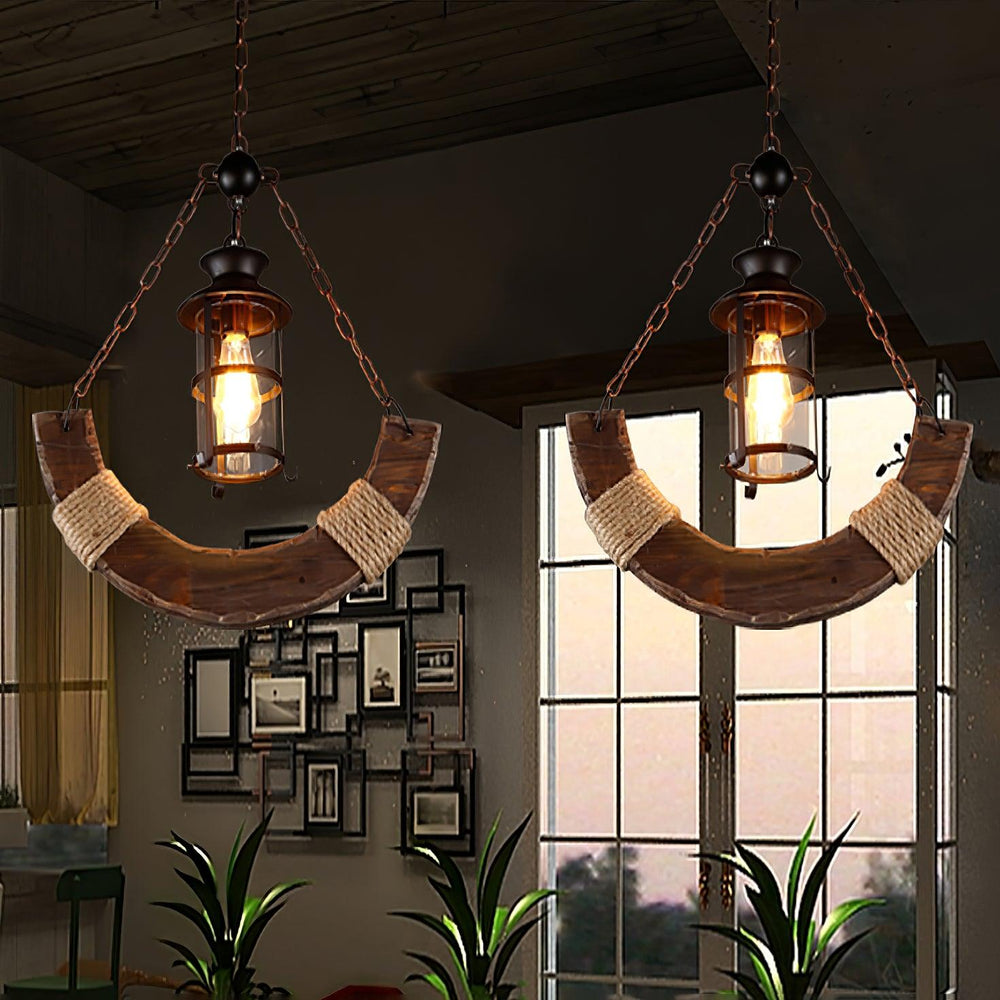 Nautical Industrial Wooden Chandelier – Reclaimed Beam Look