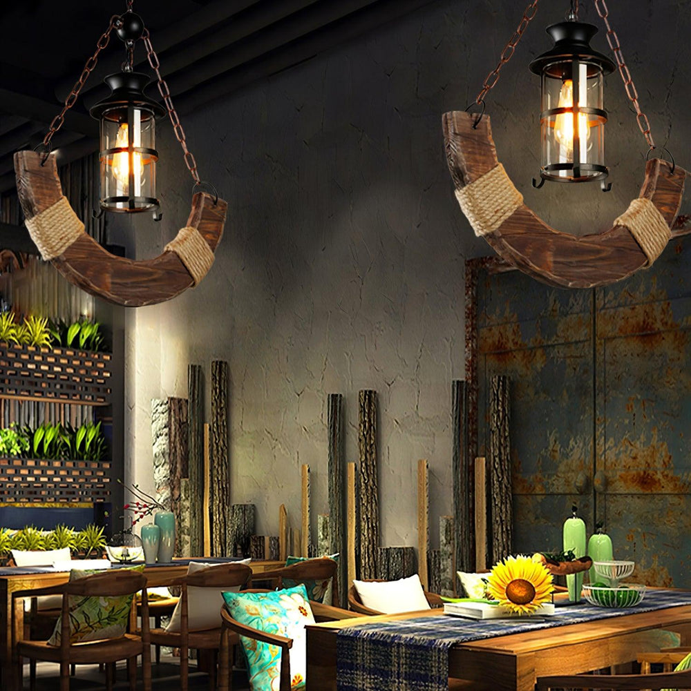 Nautical Industrial Wooden Chandelier – Reclaimed Beam Look