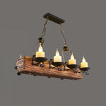 Nautical Industrial Wooden Chandelier – Reclaimed Beam Look