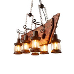 Nautical Industrial Wooden Chandelier – Reclaimed Beam Look