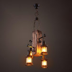 Nautical Industrial Wooden Chandelier – Reclaimed Beam Look