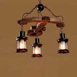 Nautical Industrial Wooden Chandelier – Reclaimed Beam Look