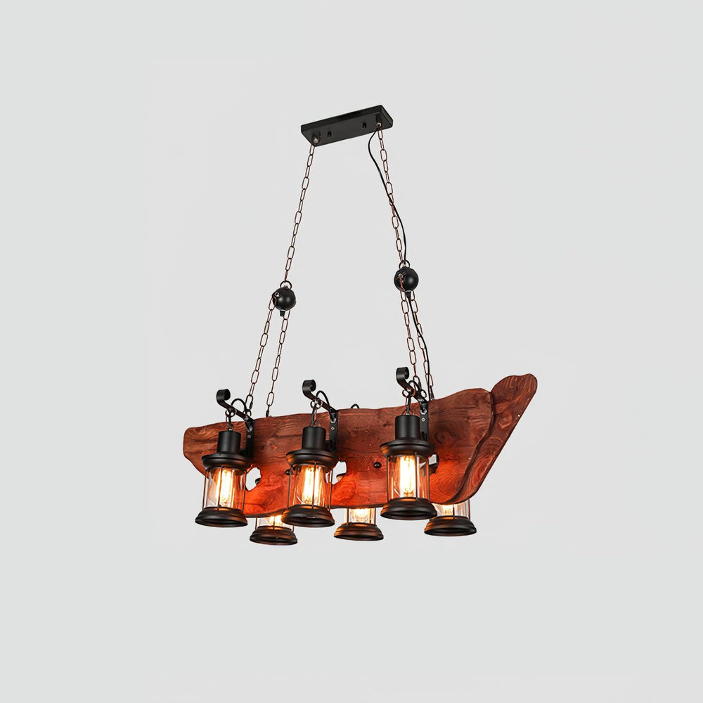 Nautical Industrial Wooden Chandelier – Reclaimed Beam Look